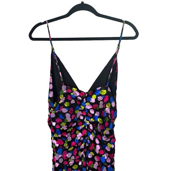 NBD Revolve Dress XL Josefien Ruched Multi Color Dot Print Midi Black Sleeveless - Picture 3 of 11